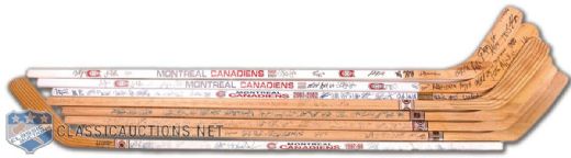 Montreal Canadiens Team-Signed Stick Collection of 8