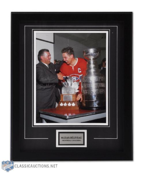 Jean Beliveau Signed Montreal Canadiens 1965 Conn Smythe Trophy Framed Photo (18 1/4" x 22 1/8")