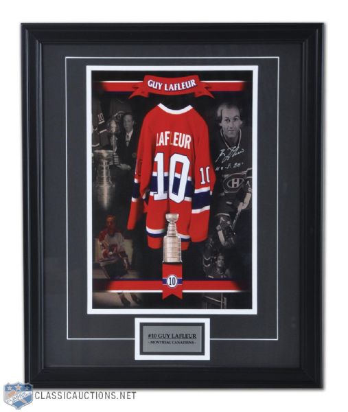 Guy Lafleur Signed Montreal Canadiens #10 Tribute Framed Photo (18 1/4" x 22 1/8")