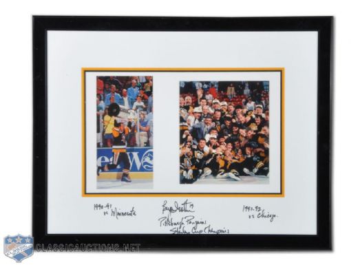 Bryan Trottier Signed 1991 & 1992 Stanley Cup Champions Stanley Cup Champions Framed Montage (17 3/4" x 22 3/4")