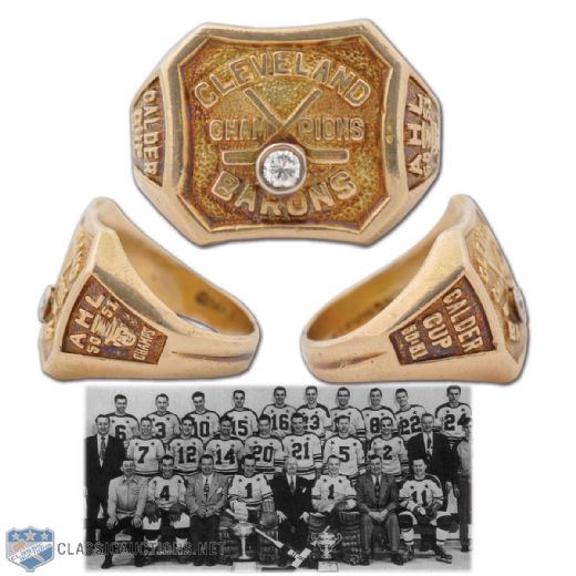 Tom Williams 1950-51 AHL Cleveland Barons 14K Gold & Diamond Calder Cup Championship Ring