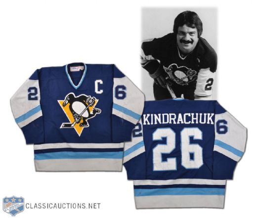 Circa 1979 Orest Kindrachuk Game-Worn Pittsburg Penguins Jersey