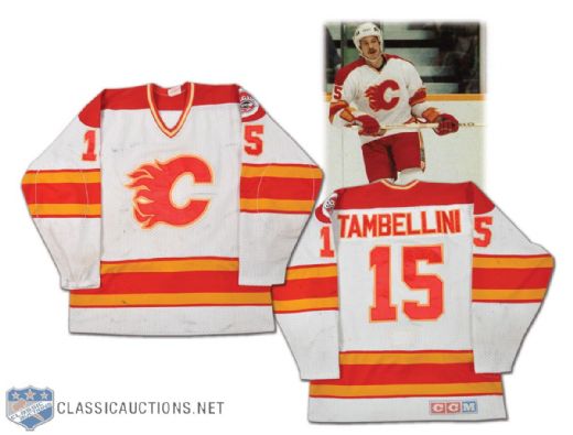 1983-84 Steve Tambellini Game-Worn Calgary Flames Jersey With Centennial Patch