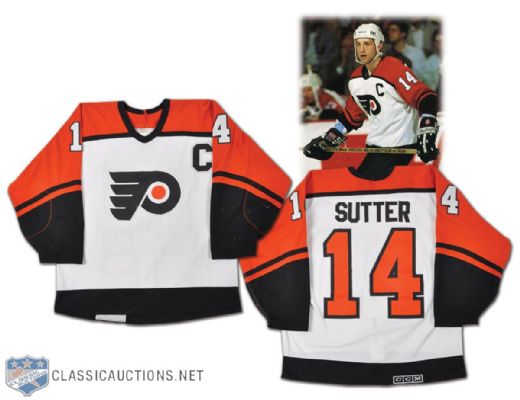 Circa 1989 Ron Sutter Game-Worn Philadelphia Flyers Captains Jersey