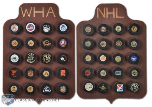 Wayne Mundeys WHA & NHL Hockey Puck Collection of 52