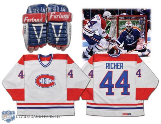 Stephane Richer Late-1980s Montreal Canadiens Game-Worn Jersey & Gloves