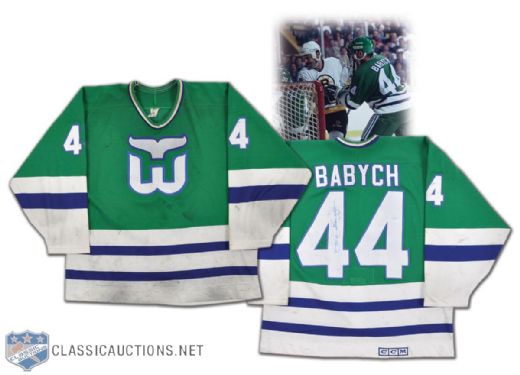 Dave Babych 1989-90 Hartford Whalers Autographed Game-Worn Jersey - Photo-Matched!