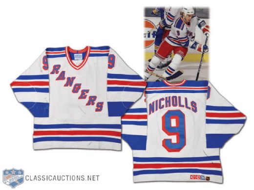Bernie Nicholls 1990-91 New York Rangers Game-Worn Jersey - Photo-Matched!