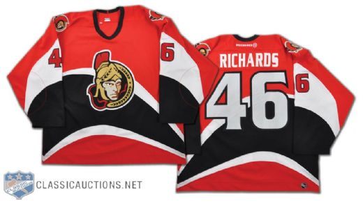 Travis Richards 2001-02 Ottawa Senators Pre-season Game-Issued Jersey
