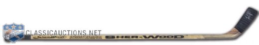 John LeClair Signed Early 2000s Philadelphia Flyers Sher-Wood S.O.P. 7000 Game-Used Stick
