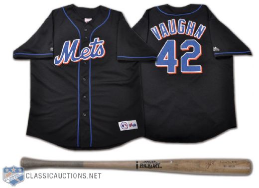 Mo Vaughn Signed Game-Used Bat & New York Mets Jersey