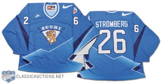 Mika Stromberg Team Finland 1996 World Cup of Hockey Game-Issued Jersey
