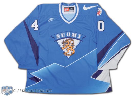 Mika Nieminen Team Finland 1996 World Cup of Hockey Game-Issued Jersey