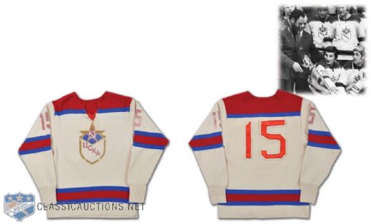 UCKA Red Army Mid-1960s Game-Worn Wool Jersey from Anatoli Tarasov