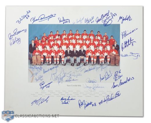 1972 Canada-Russia Summit Series Team Canada Team-Signed Photo by 34 Featuring Bobby Orr (16" x 20")