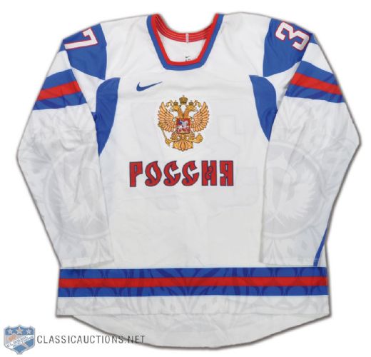 Denis Grebeshkov Team Russia 2010 Winter Olympics Game-Issued Jersey