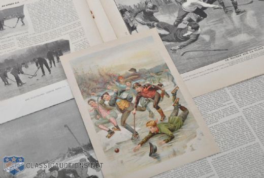 1890s Ice Hockey Print & Chromolithograph Collection of 4