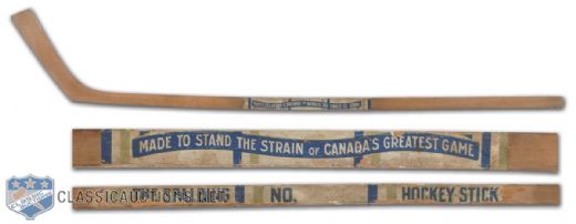 1920s Spalding One-Piece Hockey Stick with Paper Label
