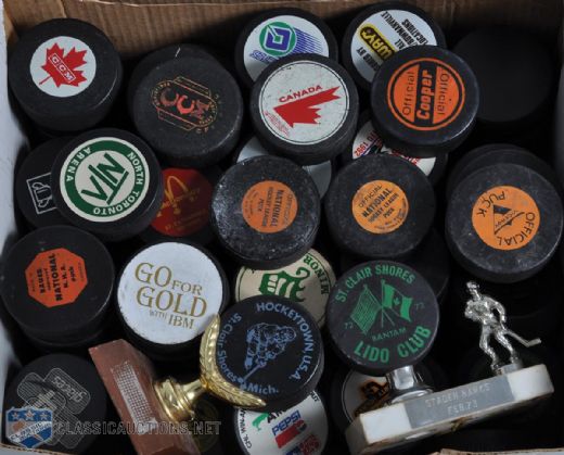 NHL Souvenir Pucks, Minor League Game Pucks & Various Pucks Collection of 296