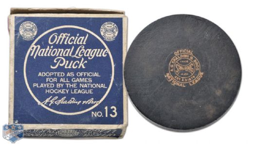 1930s Spalding Official NHL Puck in Original Box