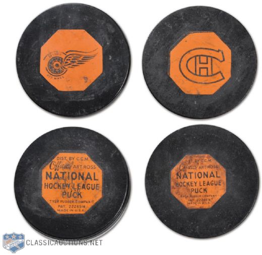 1958-62 Detroit Red Wings & Montreal Canadiens "Original Six" Game Pucks