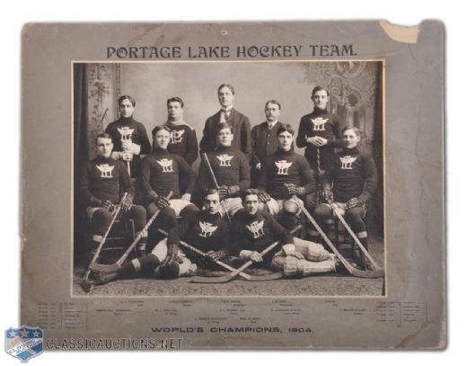 1903-04 Portage Lake Lakers Team Photograph First Professional Team!