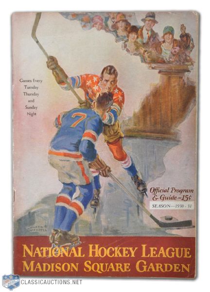 1930-31 Madison Square Garden Program Ottawa Senators vs. N.Y. Americans