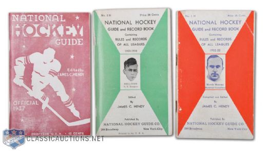 1932-33, 33-34 & 36-37 James Hendy Hockey Guides