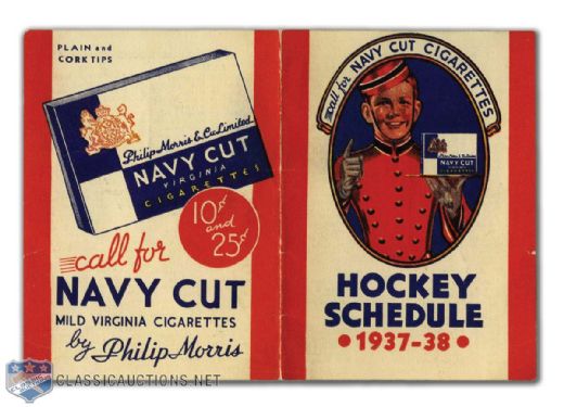 1937-38 NHL Schedule by Philip Morris Cigarettes