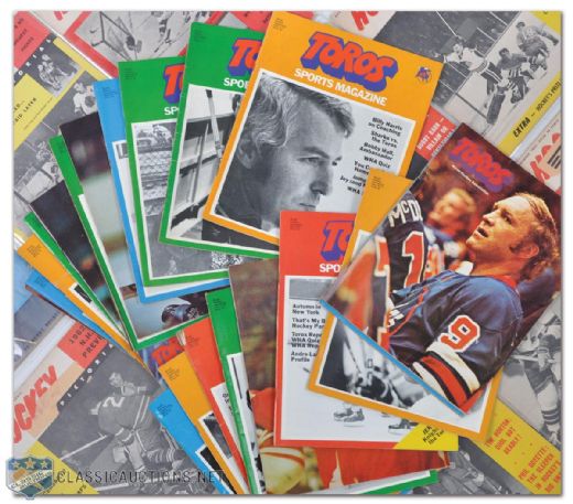 Collection of 75 Hockey Programs / Magazines Featuring Toronto Toros Programs & Hockey Pictorial Magazines
