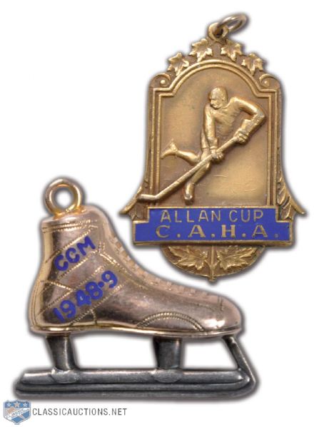 William "Legs" Frasers 1948-49 Ottawa Senators Allan Cup Champions Medal & CCM Charm