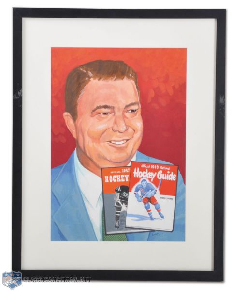 Jim Hendy Hockey Hall of Fame Framed Original Artwork by Carleton "Mac" McDiarmid (21" x 16 1/2")