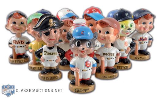 1966-71 MLB Gold Base Bobbing Head Dolls Collection of 14