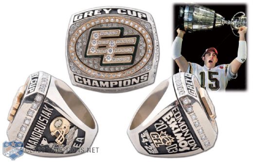 Edmonton Eskimos 2003 Grey Cup 10K Gold & Diamonds Championship Ring