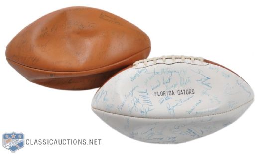 1980 Florida Gators and Kansas State University Team-Signed Football Collection of 2 Featuring Cris Collinsworth