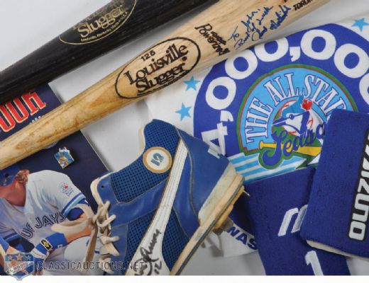 Toronto Blue Jays 1992 & 1993 World Series Championship Seasons Game-Used Equipment Lot, Including Roberto Alomar Signed Cleat & Joe Carter Game-Used Bat