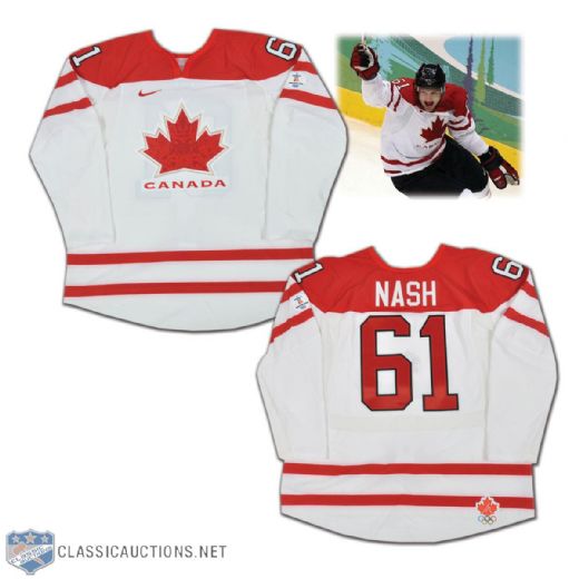 Rick Nash 2010 Winter Olympics Team Canada Game-Worn Jersey