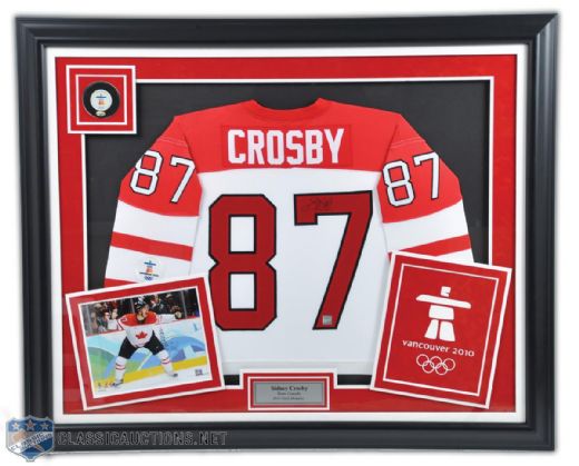 Vancouver 2010 Winter Olympics Game-Used Mens Gold Medal Game Overtime Puck Framed Montage (36 1/2" x 44 1/2")