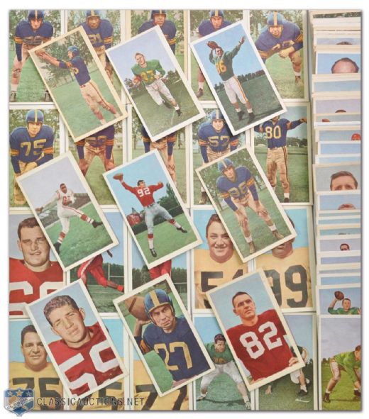 Rare 1954 Blue Ribbon CFL Complete Set of 80 Football Cards with Original Album