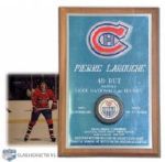 Pierre Larouches 1979-80 Montreal Canadiens Record-Setting 48th Goal Puck Plaque (15" x 10")