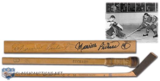 Maurice Richards 1953 Montreal Canadiens Autographed Game-Used Stick