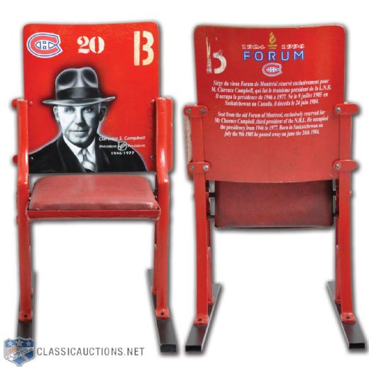 Clarence Campbells Montreal Forum Red Seat - Sold For $12,000 at the 1996 Forum Closing Auction!