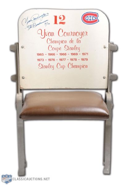 Yvan Cournoyer Autographed Limited Edition White Montreal Forum Single Seat