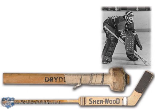 Ken Drydens 1972-73 Signed Montreal Canadiens Game-Used Sher-Wood Stick