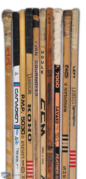 Montreal Canadiens 1970s Team-Signed & Game-Used Sticks, Collection of 10