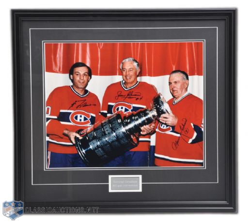 Maurice Richard, Jean Beliveau & Guy Lafleur Framed Autographed Photo (25"x28")