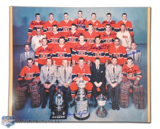 Huge Team-Autographed 1957-58 Montreal Canadiens Club Photo