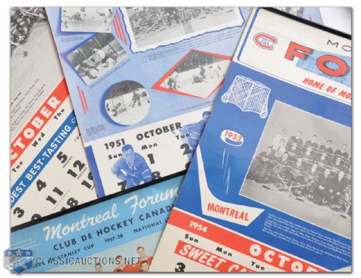 Montreal Canadiens 1950s Montreal Forum Calendar Collection of 6