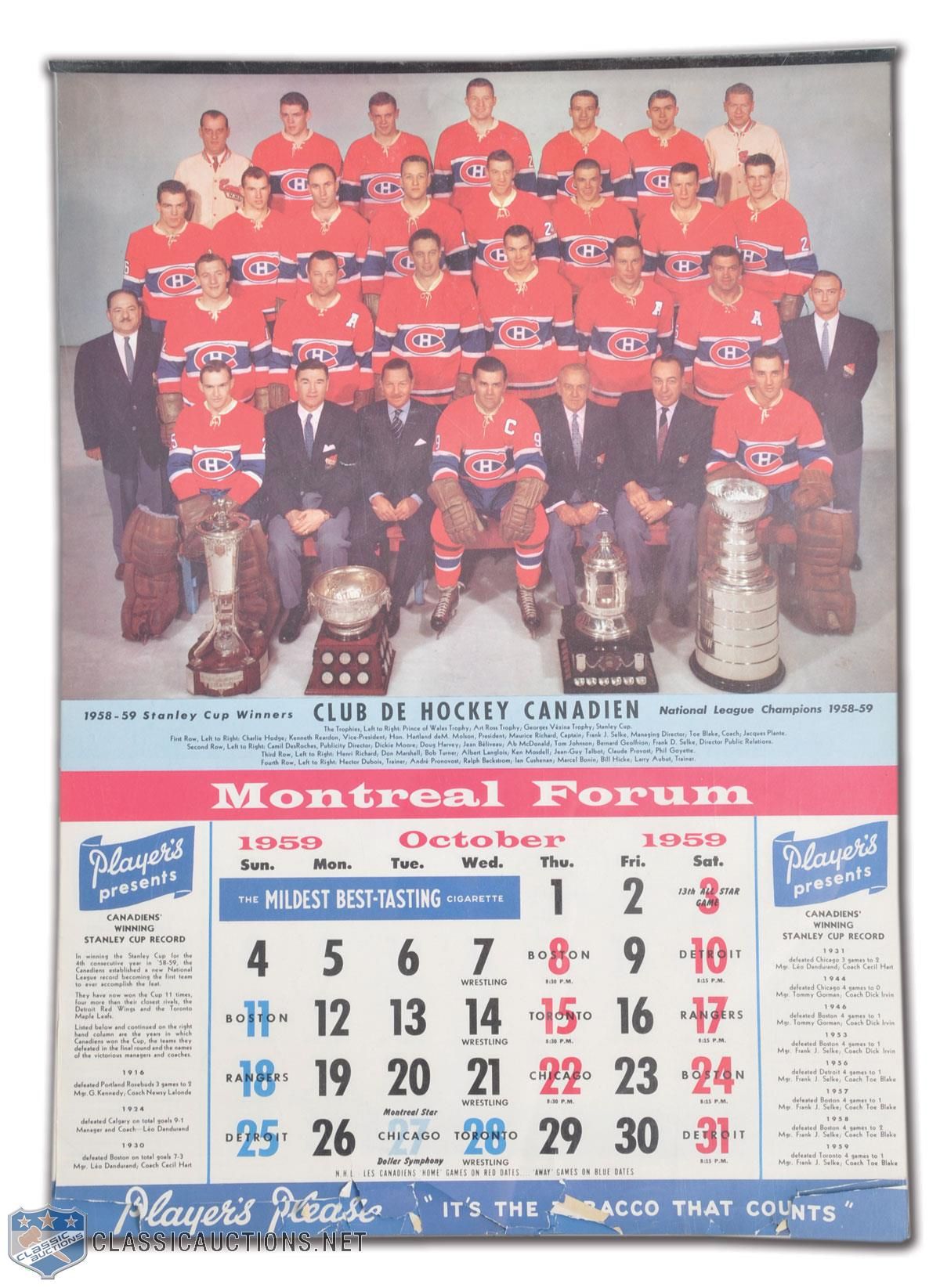 nhl canadiens calendar