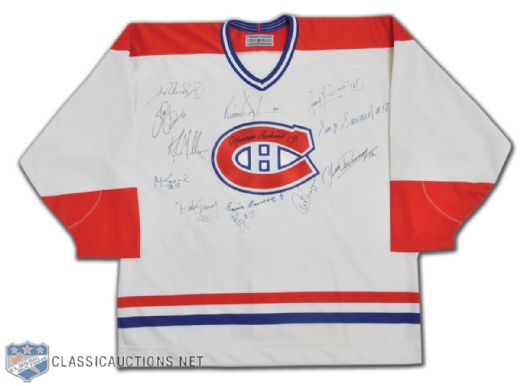 Montreal Canadiens Jersey Autographed by 13 Team Captains, Including Maurice Richard